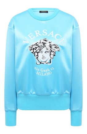 Женский свитшот VERSACE голубого цвета по цене 79000 руб., арт. A88405/1F00108 | Фото 1 Женский свитшот VERSACE голубого цвета, арт. A88405/1F00108 | Фото 1