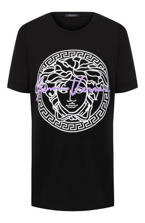 Женская хлопковая футболка VERSACE черного цвета по цене 26500 руб., арт. A88729/A228806 | Фото 1 Женская хлопковая футболка VERSACE черного цвета, арт. A88729/A228806 | Фото 1