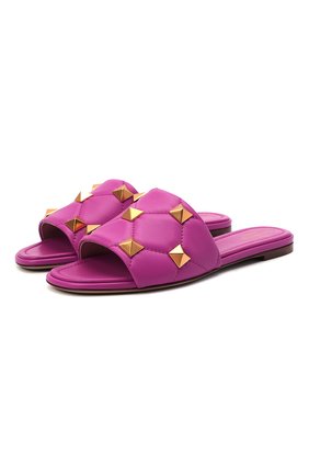 Женские кожаные шлепанцы valentino garavani upstud spike VALENTINO фуксия цвета по цене 62350 руб., арт. VW2S0BK4/ZCG | Фото 1 Женские кожаные шлепанцы valentino garavani upstud spike VALENTINO фуксия цвета, арт. VW2S0BK4/ZCG | Фото 1