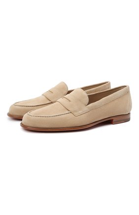 Женские замшевые лоферы SANTONI бежевого цвета по цене 44950 руб., арт. WUUF59195HAFSLCPC20 | Фото 1 Женские замшевые лоферы SANTONI бежевого цвета, арт. WUUF59195HAFSLCPC20 | Фото 1