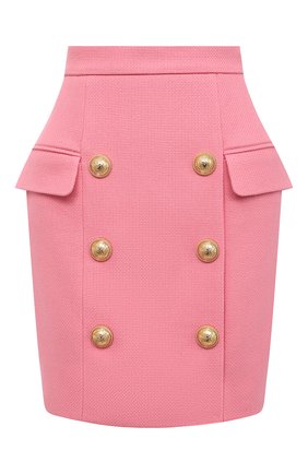 Женская хлопковая юбка BALMAIN розового цвета по цене 95050 руб., арт. VF14004/C208 | Фото 1 Женская хлопковая юбка BALMAIN розового цвета, арт. VF14004/C208 | Фото 1