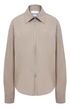 Женская шерстяная рубашка JIL SANDER бежевого цвета по цене 89950 руб., арт. JSPS600605-WS202600 | Фото 1 Женская шерстяная рубашка JIL SANDER бежевого цвета, арт. JSPS600605-WS202600 | Фото 1