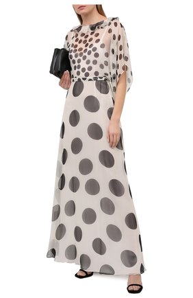 Женское шелковое платье VALENTINO черно-белого цвета по цене 529500 руб., арт. VB3VDBL065P | Фото 2 Женское шелковое платье VALENTINO черно-белого цвета, арт. VB3VDBL065P | Фото 2