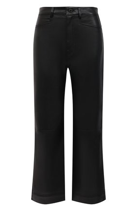 Женские кожаные брюки PROENZA SCHOULER WHITE LABEL черного цвета, арт. WL2116070-LR184 | Фото 1 (Длина (брюки, джинсы): Стандартные; Материал подклада: Хлопок; Женское Кросс-КТ: Кожаные брюки, Брюки-одежда; Силуэт Ж (брюки и джинсы): Расклешенные; Стили: Гранж; Материал внешний: Натуральная кожа)