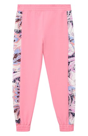 Детские хлоповые джоггеры EMILIO PUCCI розового цвета по цене 16200 руб., арт. 9O6037 | Фото 2 Детские хлоповые джоггеры EMILIO PUCCI розового цвета, арт. 9O6037 | Фото 2