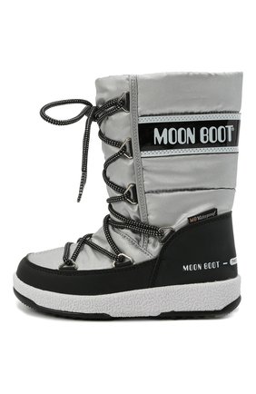 Детские утепленные сапоги MOON BOOT серебряного цвета по цене 9790 руб., арт. 965-34051400 | Фото 2 Детские утепленные сапоги MOON BOOT серебряного цвета, арт. 965-34051400 | Фото 2