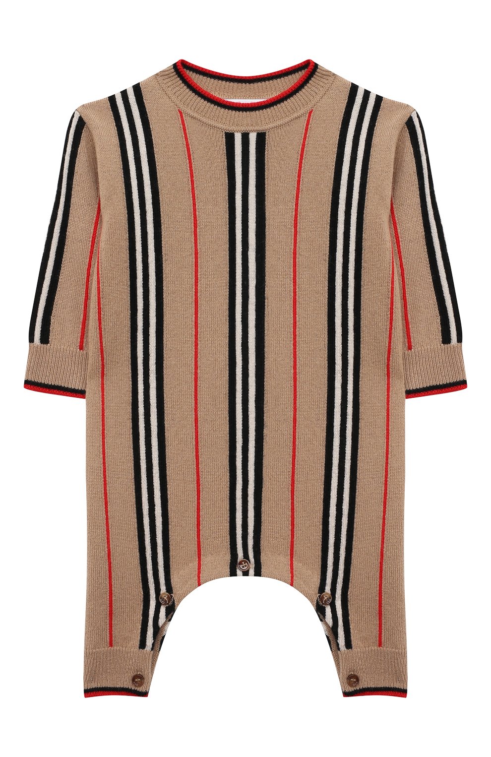 Детский комбинезон из кашемира и шерсти BURBERRY бежевого цвета, арт. 8036568 | Фото 1