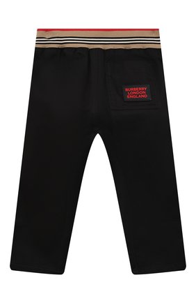 Детские хлопковые брюки BURBERRY черного цвета, арт. 8030130 | Фото 2 (Материал внешний: Хлопок; Ростовка одежда: 12 мес | 80 см, 18 мес | 86 см, 24 мес | 92 см)