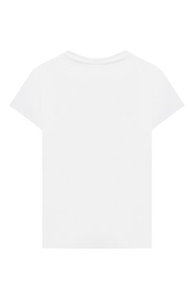 Детская хлопковая футболка MONCLER белого цвета, арт. G1-954-8C744-10-83907/8-10A | Фото 2 (Рукава: Короткие; Материал внешний: Хлопок; Девочки Кросс-КТ: футболка-одежда; Региональные ограничения белый список (Axapta Mercury): RU; Ростовка одежда: 10 - 11 лет | 140 - 146см, 8 лет | 128 см)