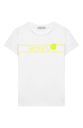 Детская хлопковая футболка MONCLER белого цвета по цене 9415 руб., арт. G1-954-8C744-10-83907/4-6A | Фото 1 Детская хлопковая футболка MONCLER белого цвета, арт. G1-954-8C744-10-83907/4-6A | Фото 1