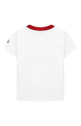 Детская хлопковая футболка MONCLER белого цвета по цене 13250 руб., арт. G1-954-8C745-10-83907/8-10A | Фото 2 Детская хлопковая футболка MONCLER белого цвета, арт. G1-954-8C745-10-83907/8-10A | Фото 2