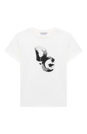 Детская хлопковая футболка DOLCE & GABBANA серого цвета по цене 11650 руб., арт. L4JTBL/G7YFK/2-6 | Фото 1 Детская хлопковая футболка DOLCE & GABBANA серого цвета, арт. L4JTBL/G7YFK/2-6 | Фото 1