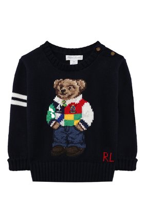 Детский хлопковый пуловер POLO RALPH LAUREN синего цвета по цене 13050 руб., арт. 320834677 | Фото 1 Детский хлопковый пуловер POLO RALPH LAUREN синего цвета, арт. 320834677 | Фото 1