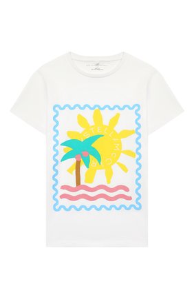 Детская хлопковая футболка STELLA MCCARTNEY белого цвета по цене 3890 руб., арт. 602648/SQJ94 | Фото 1 Детская хлопковая футболка STELLA MCCARTNEY белого цвета, арт. 602648/SQJ94 | Фото 1