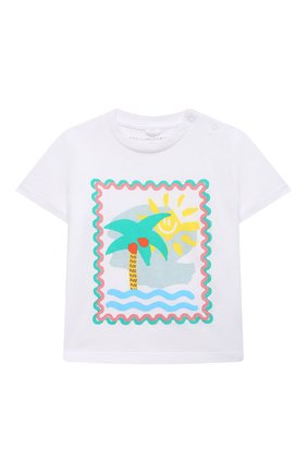 Детский хлопковая футболка STELLA MCCARTNEY белого цвета по цене 3285 руб., арт. 602597/SQJ94 | Фото 1 Детский хлопковая футболка STELLA MCCARTNEY белого цвета, арт. 602597/SQJ94 | Фото 1