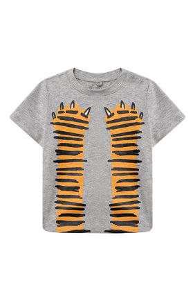 Детский хлопковая футболка STELLA MCCARTNEY серого цвета по цене 3285 руб., арт. 602270/SQJ19 | Фото 1 Детский хлопковая футболка STELLA MCCARTNEY серого цвета, арт. 602270/SQJ19 | Фото 1