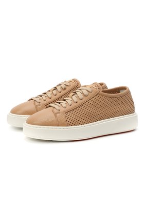 Женские кожаные кеды SANTONI светло-коричневого цвета по цене 32900 руб., арт. WBCD60791BARCDRKC40 | Фото 1 Женские кожаные кеды SANTONI светло-коричневого цвета, арт. WBCD60791BARCDRKC40 | Фото 1