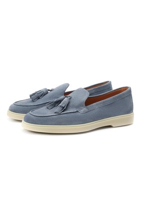 Женские замшевые лоферы SANTONI синего цвета по цене 41250 руб., арт. WUYA58744TISNPYLZ45 | Фото 1 Женские замшевые лоферы SANTONI синего цвета, арт. WUYA58744TISNPYLZ45 | Фото 1