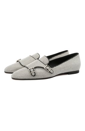 Женские комбинированные лоферы SANTONI серебряного цвета по цене 79500 руб., арт. WUYK59191HA1TRMDG30 | Фото 1 Женские комбинированные лоферы SANTONI серебряного цвета, арт. WUYK59191HA1TRMDG30 | Фото 1