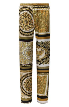 Женские шелковые брюки VERSACE золотого цвета по цене 93750 руб., арт. AUD05057/1F00508 | Фото 1 Женские шелковые брюки VERSACE золотого цвета, арт. AUD05057/1F00508 | Фото 1