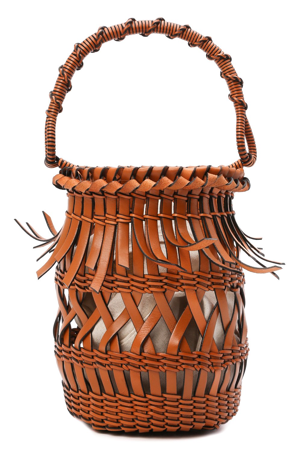 Женская сумка bucket fringes LOEWE светло-коричневого цвета, арт. 340.80.W68 | Фото 1 (Сумки-технические: Сумки через плечо, Сумки top-handle; Материал: Натуральная кожа; Ремень/цепочка: На ремешке; Размер: small)