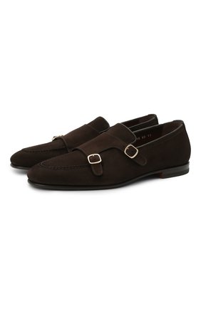 Мужские замшевые лоферы SANTONI темно-коричневого цвета по цене 65350 руб., арт. MCNC16848SA3SRVLT50 | Фото 1 Мужские замшевые лоферы SANTONI темно-коричневого цвета, арт. MCNC16848SA3SRVLT50 | Фото 1 (Мужское Кросс-КТ: Лоферы-обувь; Материал внутренний: Натуральная кожа; Стили: Кэжуэл; Материал внешний: Замша)