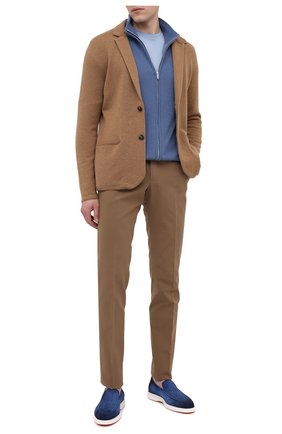 Мужские замшевые лоферы SANTONI синего цвета по цене 47900 руб., арт. MGDT17459BAREGYMF42 | Фото 2 Мужские замшевые лоферы SANTONI синего цвета, арт. MGDT17459BAREGYMF42 | Фото 2