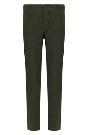 Мужские льняные брюки TRANSIT хаки цвета, арт. CFUTRND130 | Фото 1 (Случай: Повседневный; Длина (брюки, джинсы): Стандартные; Материал внешний: Лен; Стили: Кэжуэл)
