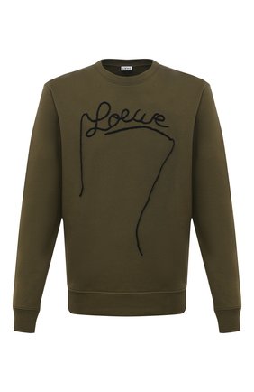 Мужской хлопковый свитшот LOEWE хаки цвета по цене 45150 руб., арт. H526Y24J06 | Фото 1 Мужской хлопковый свитшот LOEWE хаки цвета, арт. H526Y24J06 | Фото 1