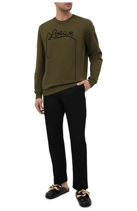 Мужской хлопковый свитшот LOEWE хаки цвета по цене 45150 руб., арт. H526Y24J06 | Фото 2 Мужской хлопковый свитшот LOEWE хаки цвета, арт. H526Y24J06 | Фото 2