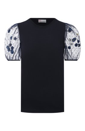 Женская хлопковая футболка REDVALENTINO синего цвета по цене 29050 руб., арт. VR3MG09Q/5QD | Фото 1 Женская хлопковая футболка REDVALENTINO синего цвета, арт. VR3MG09Q/5QD | Фото 1