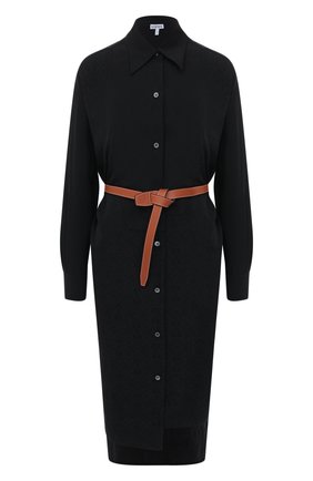 Женское шелковое платье LOEWE черного цвета по цене 131000 руб., арт. S359335XEY | Фото 1 Женское шелковое платье LOEWE черного цвета, арт. S359335XEY | Фото 1 (Женское Кросс-КТ: платье-рубашка, Платье-одежда; Стили: Кэжуэл; Длина Ж (юбки, платья, шорты): Миди; Материал внешний: Шелк; Рукава: Длинные; Случай: Повседневный; Региональные ограничения белый список (Axapta Mercury): RU)