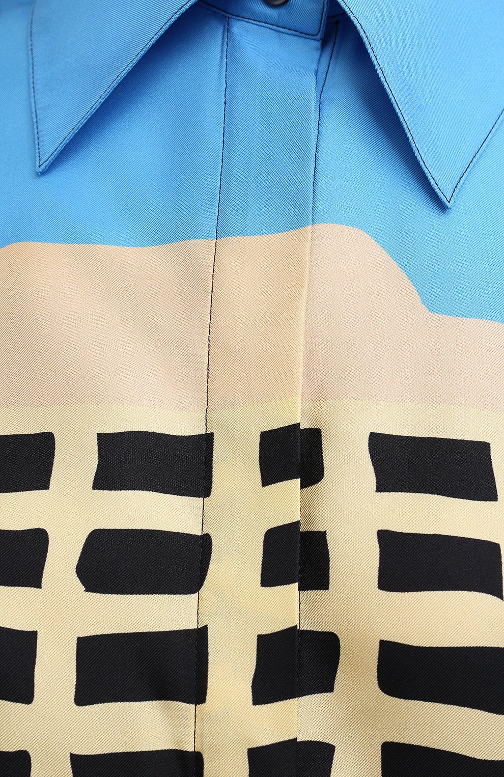 Женская шелковая рубашка LOEWE разноцветного цвета, арт. S897Y06X01 | Фото 5 (Материал внешний: Шелк; Рукава: Длинные; Ст�или: Гламурный; Женское Кросс-КТ: Рубашка-одежда; Принт: С принтом; Длина (для топов): Удлиненные; Региональные ограничения белый список (Axapta Mercury): RU)