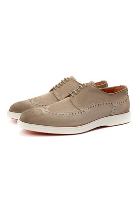 Мужские замшевые дерби SANTONI светло-коричневого цвета по цене 43450 руб., арт. MGDT17099BAREPMSE52 | Фото 1 Мужские замшевые дерби SANTONI светло-коричневого цвета, арт. MGDT17099BAREPMSE52 | Фото 1 (Материал внутренний: Натуральная кожа; Стили: Классический; Мужское Кросс-КТ: Броги-обувь; Материал внешний: Замша)