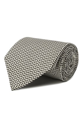 Мужской шелковый галстук TOM FORD черно-белого цвета, арт. 9TF34/XTF | Фото 1 (Материал: Текстиль, Шелк; Принт: С принтом; Региональные ограничения белый список (Axapta Mercury): RU)