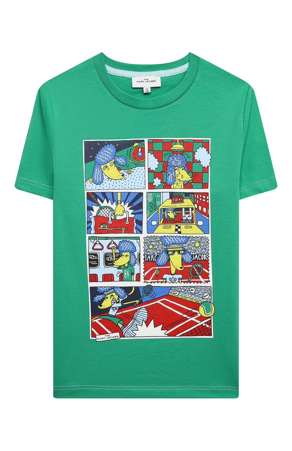 Детская хлопковая футболка MARC JACOBS (THE) зеленого цвета, арт. W25474 | Фото 1 (Рукава: Короткие; Региональные ограничения белый список (Axapta Mercury): RU; Материал внешний: Хлопок; Мальчики Кросс-КТ: Футболка-одежда)
