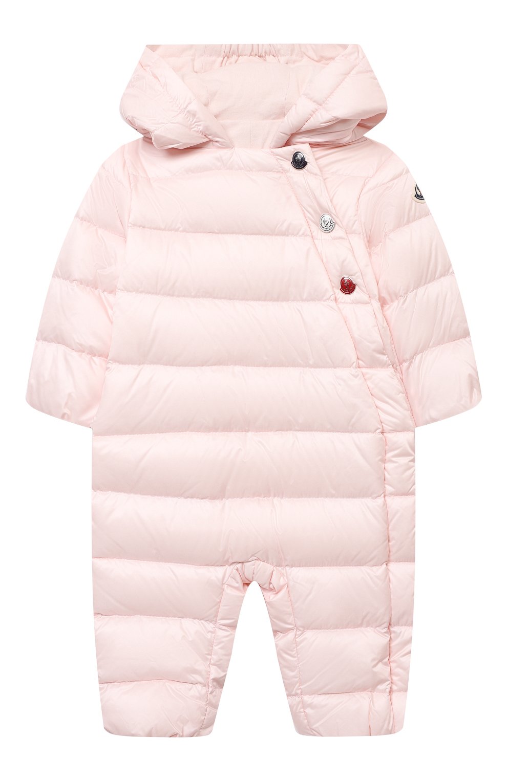 Детский пуховый комбинезон MONCLER светло-розового цвета, арт. G1-951-1G516-00-53048/3-12M | Фото 1 (Рукава: Длинные; Материал внешний: Синтетический материал; Региональные ограничения белый список (Axapta Mercury): RU; Материал утеплителя: Пух и перо; Материал подклада: Хлопок)