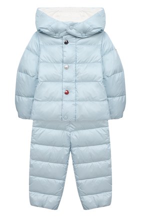 Детский пуховый комбинезон MONCLER голубого цвета по цене 58050 руб., арт. G1-951-1F510-00-53048 | Фото 1 Детский пуховый комбинезон MONCLER голубого цвета, арт. G1-951-1F510-00-53048 | Фото 1 (Рукава: Длинные; Материал внешний: Синтетический материал; Региональные ограничения белый список (Axapta Mercury): RU; Материал утеплителя: Пух и перо; Материал подклада: Хлопок)