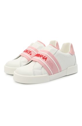 Детские кожаные кеды DOLCE & GABBANA белого цвета по цене 22050 руб., арт. DA0793/AF512/24-28 | Фото 1 Детские кожаные кеды DOLCE & GABBANA белого цвета, арт. DA0793/AF512/24-28 | Фото 1