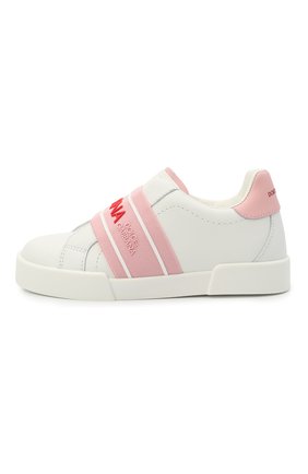 Детские кожаные кеды DOLCE & GABBANA белого цвета по цене 22050 руб., арт. DA0793/AF512/24-28 | Фото 2 Детские кожаные кеды DOLCE & GABBANA белого цвета, арт. DA0793/AF512/24-28 | Фото 2