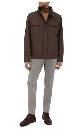 Мужская куртка с меховой подкладкой LORO PIANA коричневого цвета, арт. FAL5145 | Фото 2 (Стили: Кэжуэл; Рукава: Длинные; Материал внешний: Синтетический материал; Кросс-КТ: Куртка; Материал утеплителя: Натуральный мех; Мужское Кросс-КТ: утепленные куртки; Длина (верхняя одежда): Короткие; Региональные ограничения белый список (Axapta Mercury): RU)