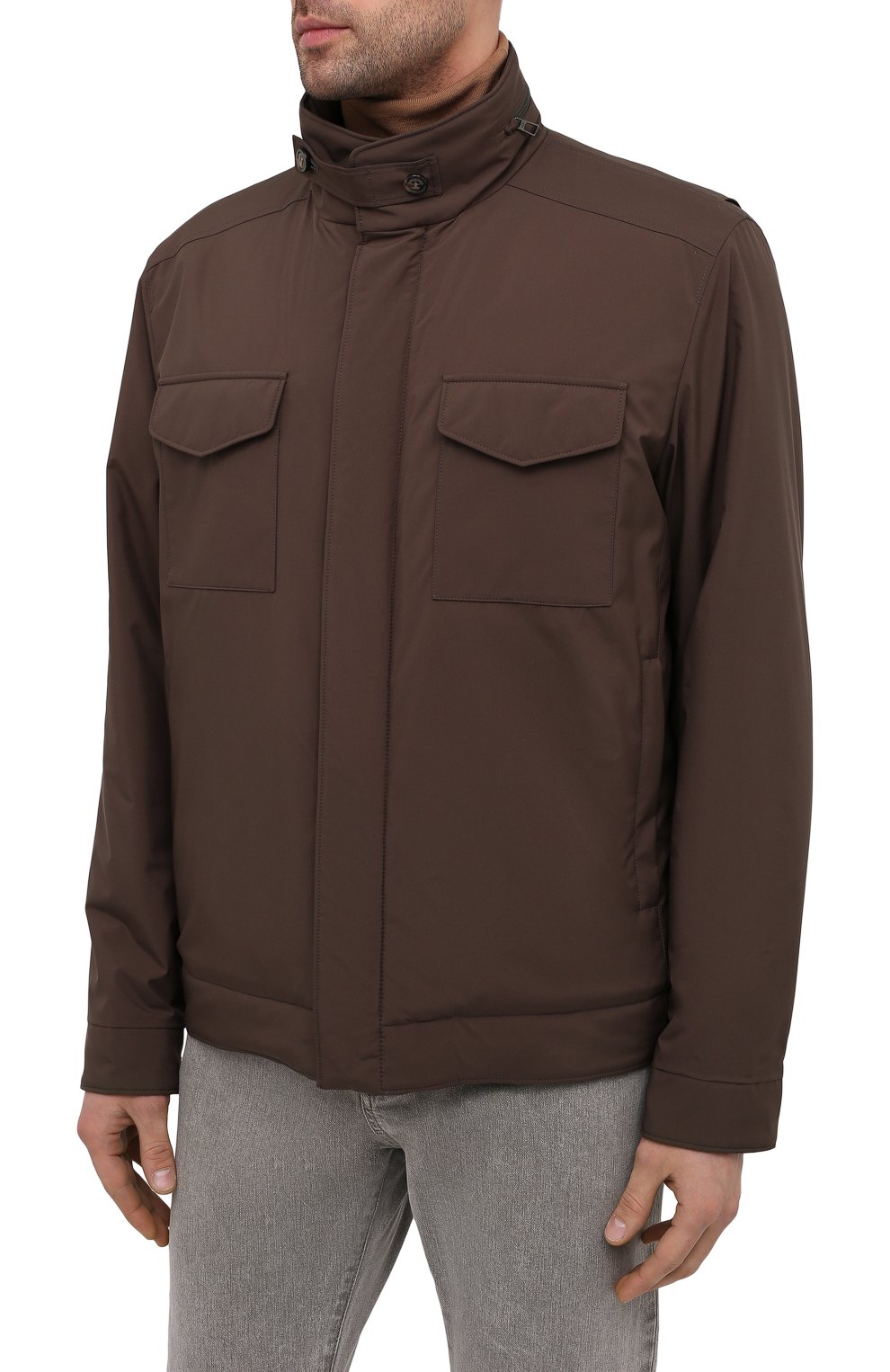 Мужская куртка с меховой подкладкой LORO PIANA коричневого цвета, арт. FAL5145 | Фото 3 (Кросс-КТ: Куртка; Рукава: Длинные; Материал утеплителя: Натуральный мех; Материал внешний: Синтетический материал; Региональные ограничения белый список (Axapta Mercury): RU; Мужское Кросс-КТ: утепленные куртки; Длина (верхняя одежда): Короткие; Стили: Кэжуэл)