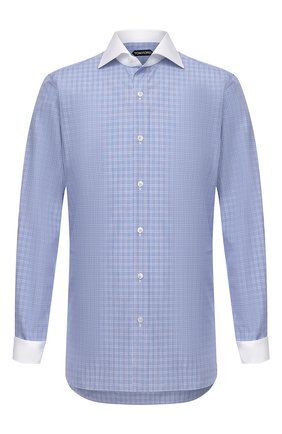Мужская хлопковая сорочка TOM FORD синего цвета по цене 54400 руб., арт. 9FT132/94SWAX | Фото 1 Мужская хлопковая сорочка TOM FORD синего цвета, арт. 9FT132/94SWAX | Фото 1 (Манжеты: На пуговицах; Длина (для топов): Стандартные; Случай: Формальный; Материал внешний: Хлопок; Стили: Классический; Рубашки М: Slim Fit; Рукава: Длинные; Воротник: Акула; Принт: Клетка; Региональные ограничения белый список (Axapta Mercury): RU)