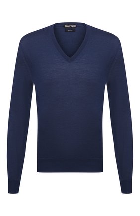 Мужской пуловер из кашемира и шелка TOM FORD синего цвета по цене 105500 руб., арт. BWH99/TFK100 | Фото 1 Мужской пуловер из кашемира и шелка TOM FORD синего цвета, арт. BWH99/TFK100 | Фото 1