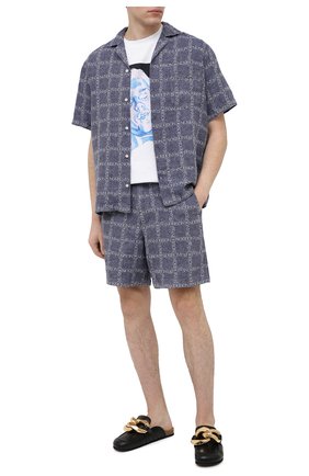 Мужская льняная рубашка JW ANDERSON темно-синего цвета по цене 44200 руб., арт. SH0083 PG0211 | Фото 2 Мужская льняная рубашка JW ANDERSON темно-синего цвета, арт. SH0083 PG0211 | Фото 2