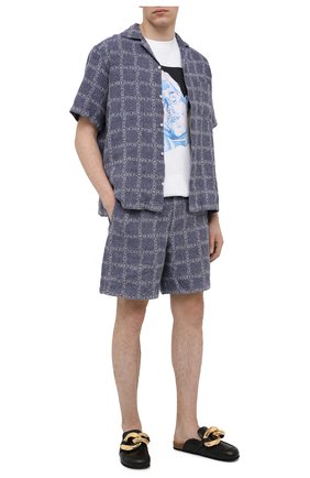 Мужские льняные шорты JW ANDERSON темно-синего цвета по цене 49950 руб., арт. SR0019 PG0211 | Фото 2 Мужские льняные шорты JW ANDERSON темно-синего цвета, арт. SR0019 PG0211 | Фото 2
