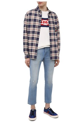 Мужские джинсы GUCCI голубого цвета по цене 83800 руб., арт. 408637/XDBK7 | Фото 2 Мужские джинсы GUCCI голубого цвета, арт. 408637/XDBK7 | Фото 2 (Детали: Потертости; Силуэт М (брюки): Прямые; Материал внешний: Хлопок, Деним; Кросс-КТ: Деним; Стили: Гранж; Длина (брюки, джинсы): Стандартные; Региональные ограничения белый список (Axapta Mercury): RU)