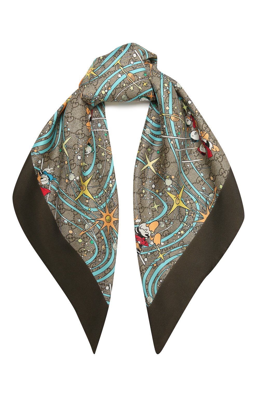 Мужской шелковый шарф disney x gucci GUCCI бежевого цвета, арт. 649635/4G001 | Фото 1