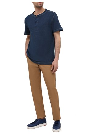 Мужская хлопковая футболка RRL синего цвета, арт. 782775288 | Фото 2 (Принт: Без принта; Рукава: Короткие; Длина (для топов): Стандартные; Стили: Кэжуэл; Материал внешний: Хлопок; Региональные ограничения белый список (Axapta Mercury): RU)