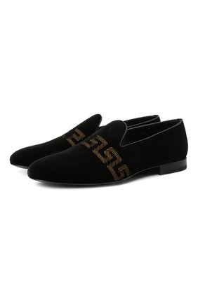 Мужские текстильные лоферы VERSACE черного цвета по цене 68300 руб., арт. DSU6488/DVL9C | Фото 1 Мужские текстильные лоферы VERSACE черного цвета, арт. DSU6488/DVL9C | Фото 1